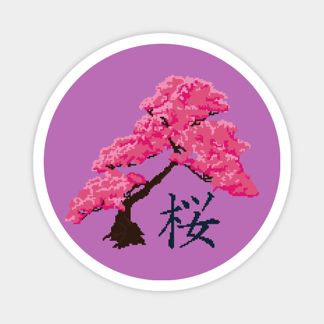 Sakura Tree (Pixel Art) Magnet by MythoCulture